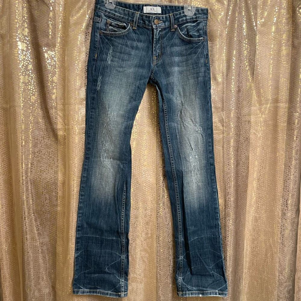 Armani Exchange J57 Ultra Low Rise Faded Wash Straight Leg Jeans, 6R